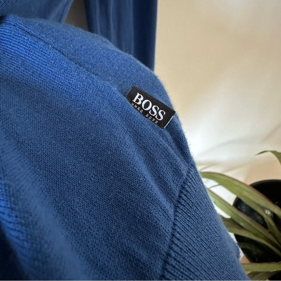 Hugo Boss Blue Knit Cotton Crewneck Sweater Size L - Picture 5 of 8